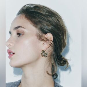 NWT. Zara Gold/Silver Double Open Hoop Metal Earrings.